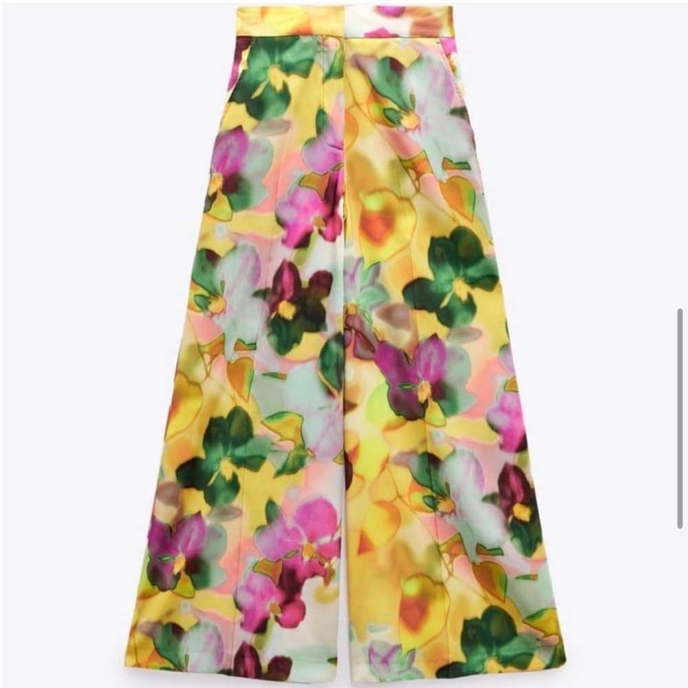 Zara Floral Wide Leg Pants